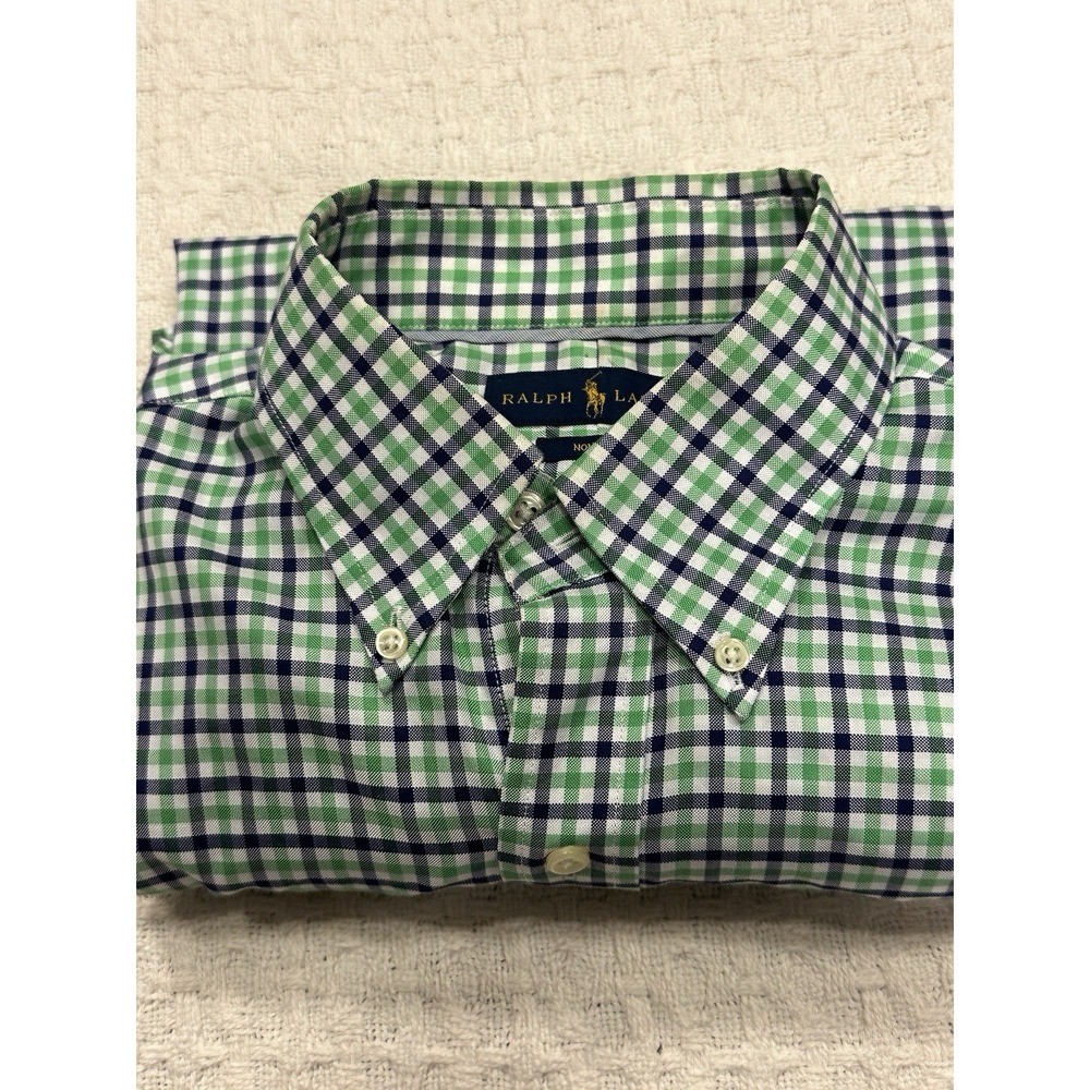 Ralph Lauren Men's Shirt Small Non-Iron Button Down Green Check - Picture 9 of 9